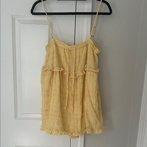 Yellow Plaid Ruffle Cami Top